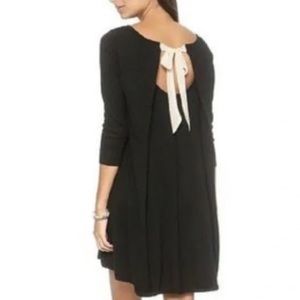 Club Monaco Black Wool Dress with White Silk Tie